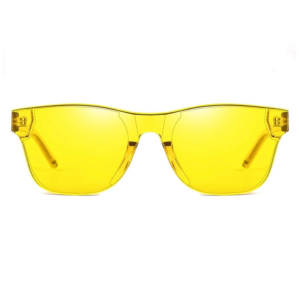 Rimless Wayfarer Sunglasses Retro Yellow Classic - Picture 3 of 6